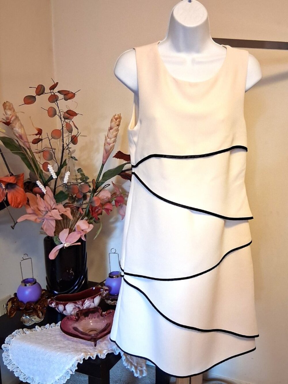 NWOT RINASCIMENTO Unique Well Tailored Artistic Design White Tiered Dress 10 - Picture 4 of 12